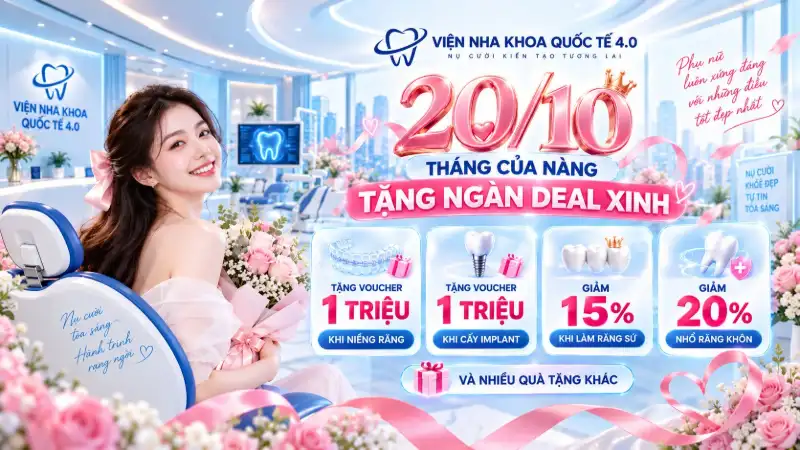 Ưu Đãi 20/10 Tại Viện Nha Khoa Quốc Tế 4.0: Tặng Ngàn Deal Xinh Nâng Tầm Nụ Cười